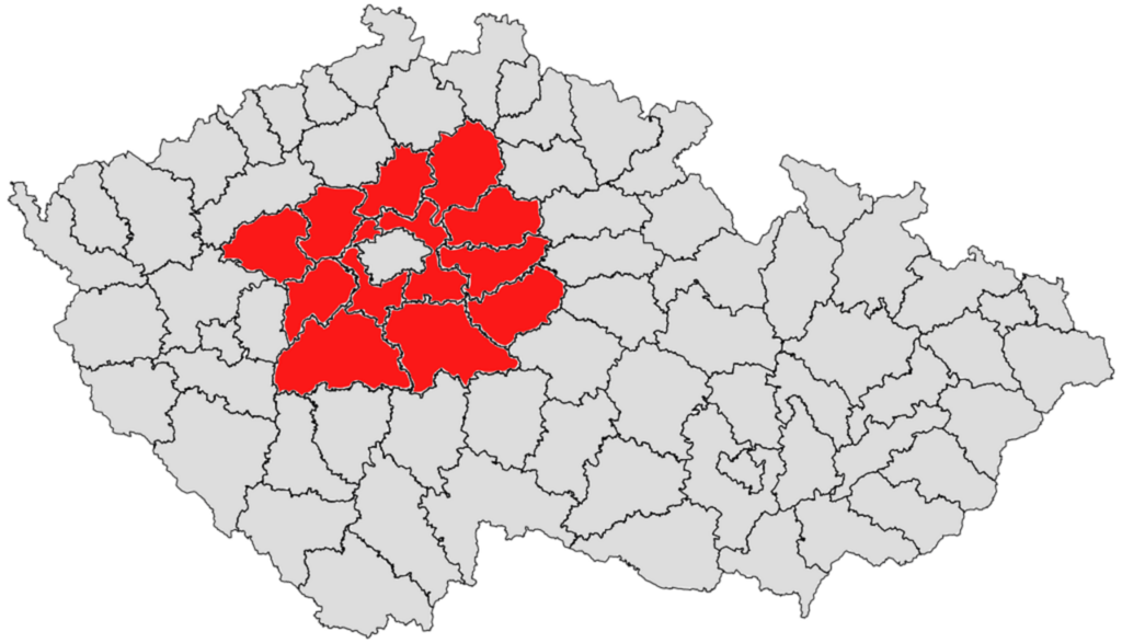 "Středočeský region na mapce ČR"