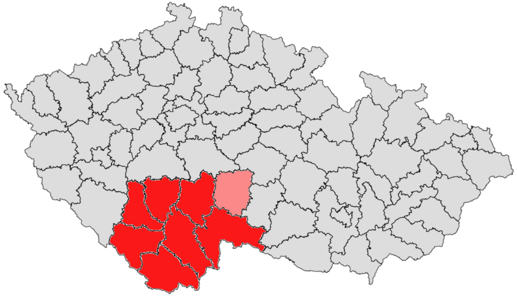 "Jihočeský region na mapce ČR"