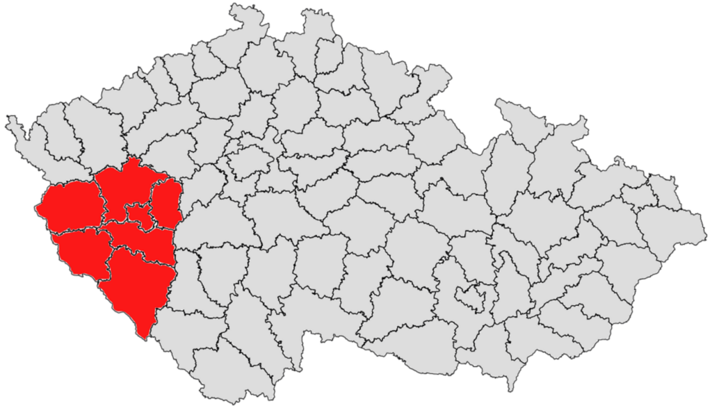 "Plzeňský region na mapce ČR"