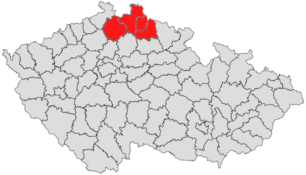 "Liberecký region na mapce ČR"