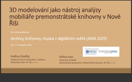 3D modelování jako nástroj analýzy  mobiliáře premonstrátské knihovny v Nové  Říši