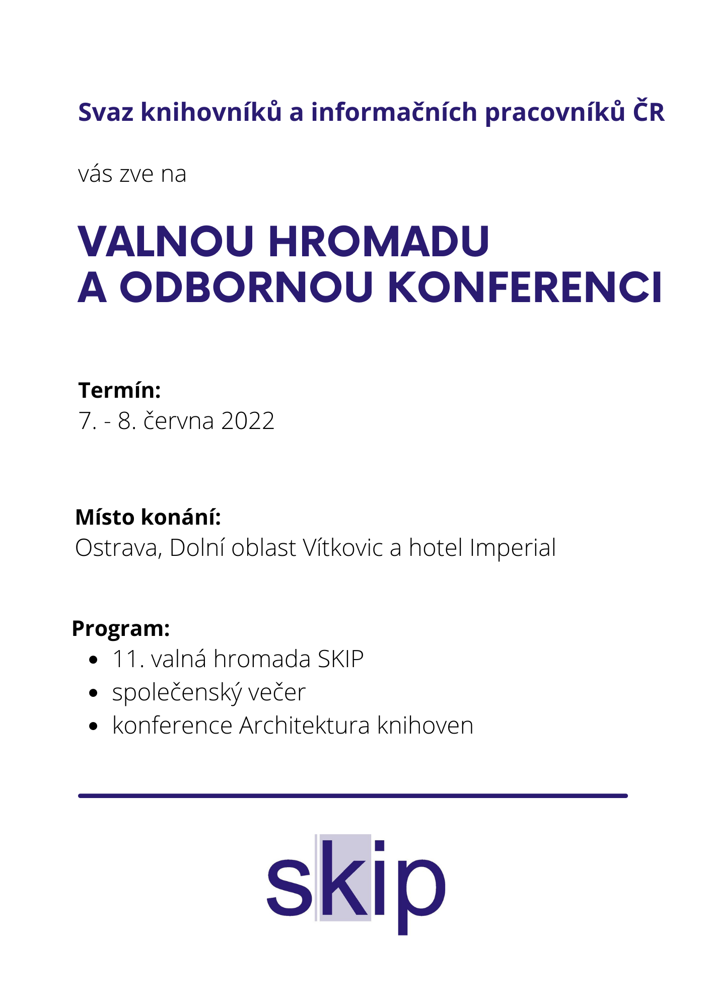 Pozvánka na valnou hromadu a konferenci