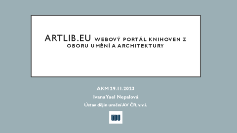Artlib.eu: webový portál knihoven z oboru umění a architektury