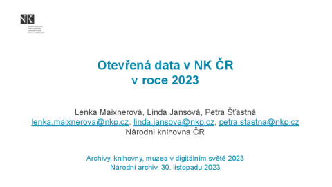 Otevřená data v NK ČR v roce 2023