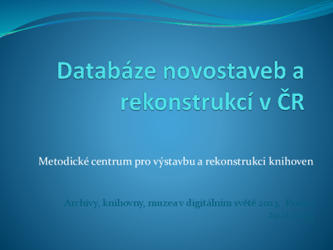 Databáze novostaveb a rekonstrukcí v ČR