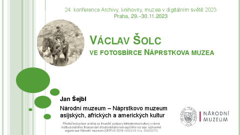 Václav Šolc ve fotosbírce Náprstkova muzea